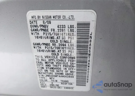 2010 Nissan Rogue S from USA, damaged, VIN JN8AS5MT4AW002689